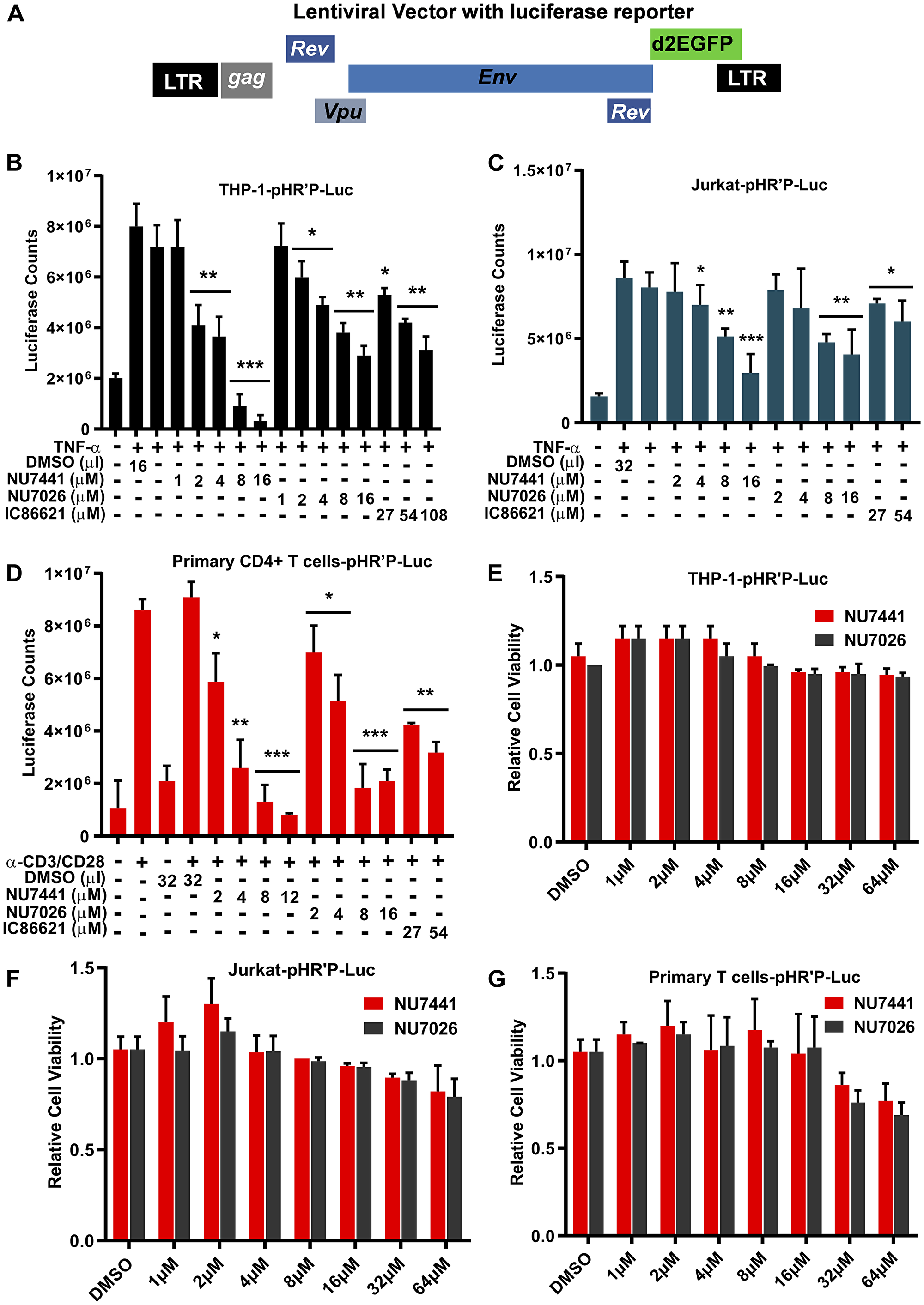 Figure 1: DNA-PK inhibitors repress HIV transcription without showing cytotoxicity.